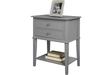 Franklin Sidebord 56 cm 2 Skuffer Grå - Dorel Home - Møbler - Bord - Avlastningsbord & sidobord - Lampebord & sidebord