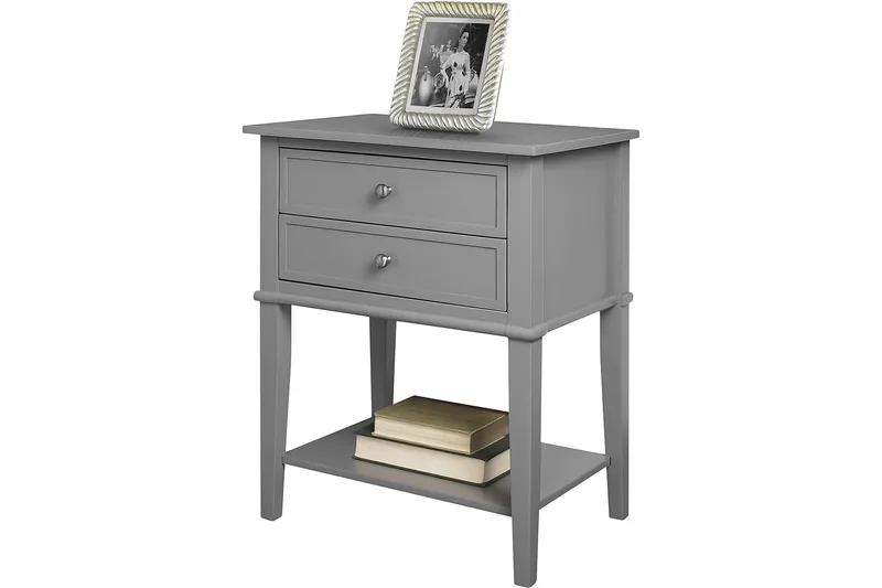 Franklin Sidebord 56 cm 2 Skuffer Grå - Dorel Home - Møbler - Bord - Avlastningsbord & sidobord - Lampebord & sidebord