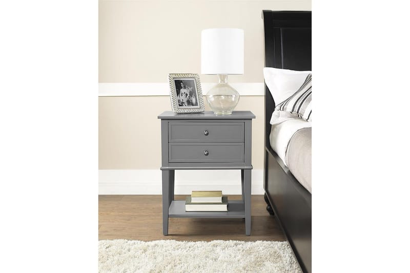 Franklin Sidebord 56 cm 2 Skuffer Grå - Dorel Home - Møbler - Bord - Avlastningsbord & sidobord - Lampebord & sidebord