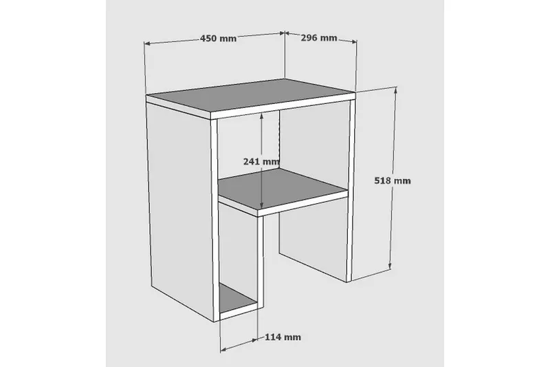Malem Sidebord 52 cm 2 Hyller - Hvit - Møbler - Bord - Avlastningsbord & sidobord - Lampebord & sidebord