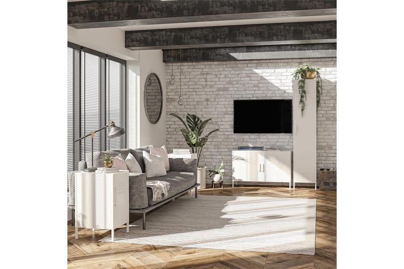 Mission District Sidebord 38x40 cm Hvit - Dorel Home - Møbler - Bord - Avlastningsbord & sidobord - Lampebord & sidebord