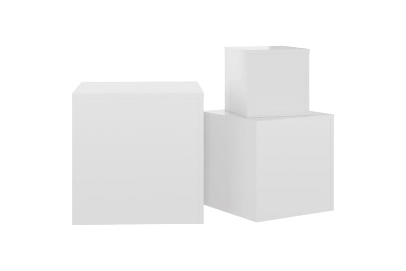 Sidebord 3 stk høyglans hvit sponplate - Hvit - Lampebord & sidebord - Brettbord og småbord