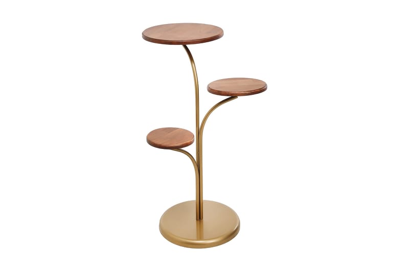 Sidebord Alsunga 35x85x35 cm Rundt - Brun - Brettbord og småbord - Lampebord & sidebord