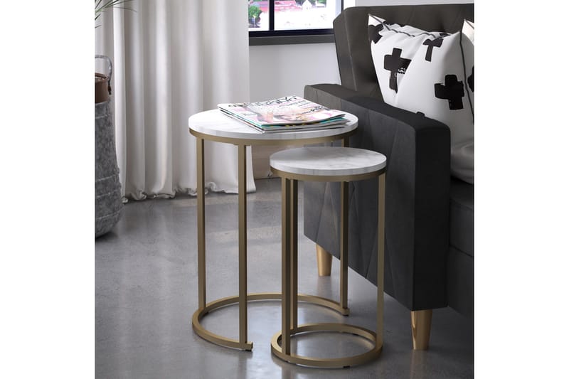 Sidebord Ameliano Marmor - Hvit - Møbler - Bord - Avlastningsbord & sidobord - Lampebord & sidebord