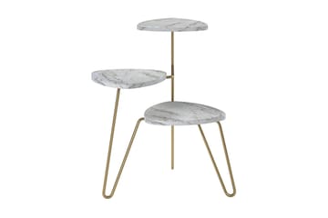 Sidebord AtHena 55 cm Marmorlook/Hvit/Messing - Novogratz - Møbler - Bord - Avlastningsbord & sidobord - Lampebord & sidebord