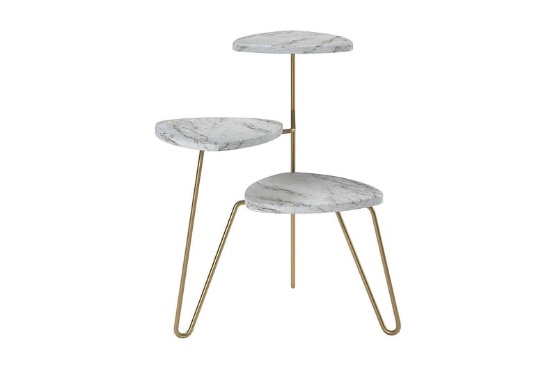 Sidebord AtHena 55 cm Marmorlook/Hvit/Messing - Novogratz - Møbler - Bord - Avlastningsbord & sidobord - Lampebord & sidebord