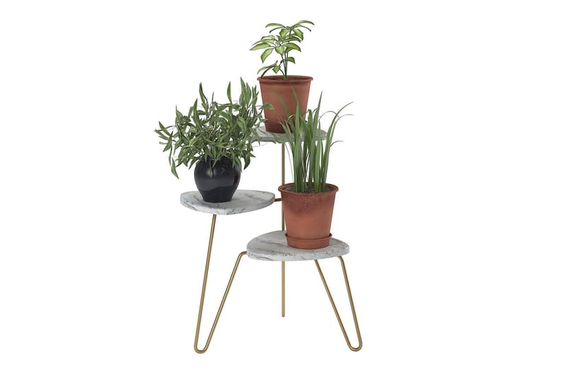 Sidebord AtHena 55 cm Marmorlook/Hvit/Messing - Novogratz - Møbler - Bord - Avlastningsbord & sidobord - Lampebord & sidebord