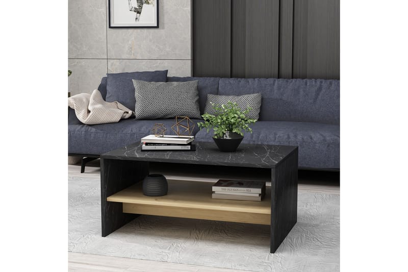 Sidebord Faithanit 90 cm - Svart/Lys Natur - Møbler - Bord - Avlastningsbord & sidobord - Lampebord & sidebord