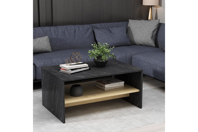 Sidebord Faithanit 90 cm - Svart/Lys Natur - Møbler - Bord - Avlastningsbord & sidobord - Lampebord & sidebord