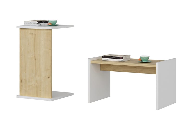 Sidebord Falleron 64 cm - Blå / Hvit - Lampebord & sidebord - Brettbord og småbord