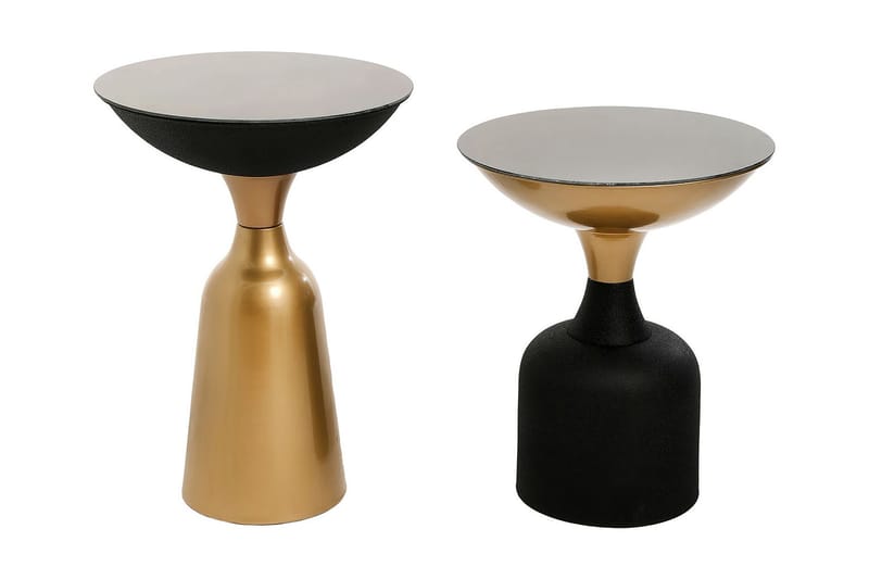 Sidebord Maner Set Rundt - Gull/Svart - Lampebord & sidebord - Brettbord og småbord