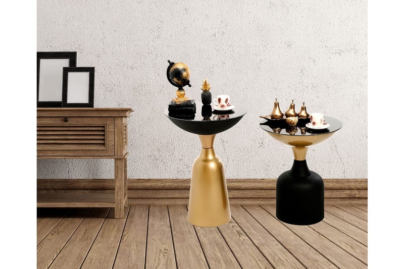 Sidebord Maner Set Rundt - Gull/Svart - Lampebord & sidebord - Brettbord og småbord