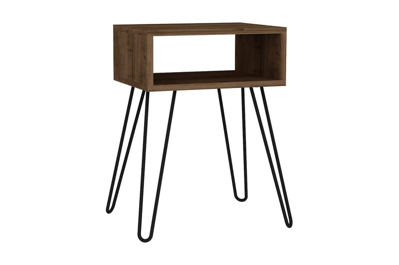 Sidebord Tessie 45 cm med Oppbevaringshylle - Valnøttsbrun/Svart - Lampebord & sidebord - Brettbord og småbord