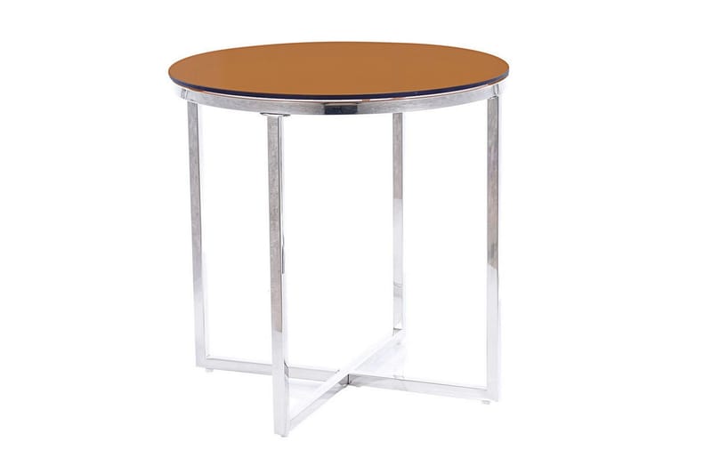Sidebord Tioata 55 cm Rundt - Amber/Røykfarget Glass/Sølv - Lampebord & sidebord - Brettbord og småbord