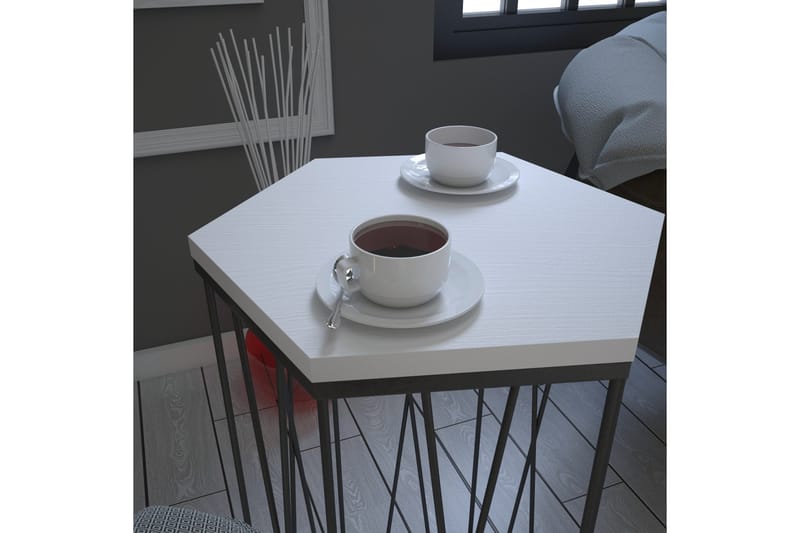 Sidebord Ubbeboda 40 cm Heksagon - Hvit/Svart - Møbler - Bord - Avlastningsbord & sidobord - Lampebord & sidebord