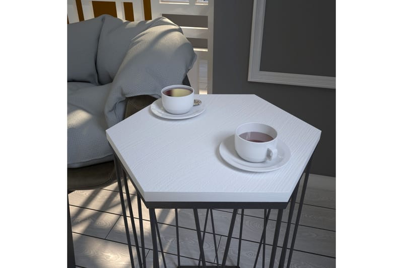 Sidebord Ubbeboda 40 cm Heksagon - Hvit/Svart - Møbler - Bord - Avlastningsbord & sidobord - Lampebord & sidebord