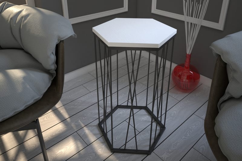 Sidebord Ubbeboda 40 cm Heksagon - Hvit/Svart - Møbler - Bord - Avlastningsbord & sidobord - Lampebord & sidebord