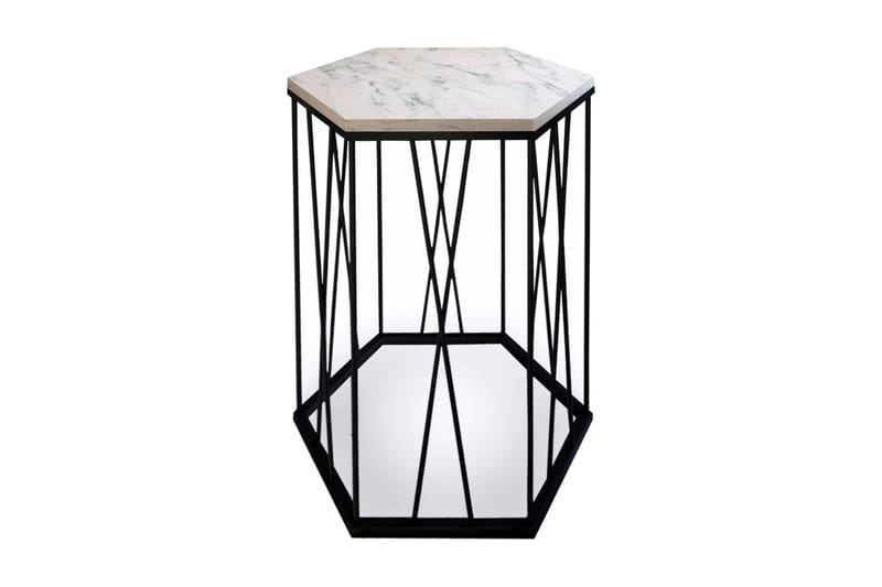 Sidebord Ubbeboda 40 cm Heksagon Marmormønster - Hvit/Svart - Lampebord & sidebord - Brettbord og småbord