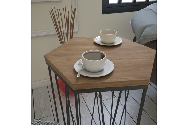 Sidebord Ubbeboda 40 cm Sekskant - Lysebrun/Svart - Møbler - Bord - Avlastningsbord & sidobord - Lampebord & sidebord