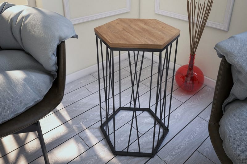Sidebord Ubbeboda 40 cm Sekskant - Lysebrun/Svart - Møbler - Bord - Avlastningsbord & sidobord - Lampebord & sidebord