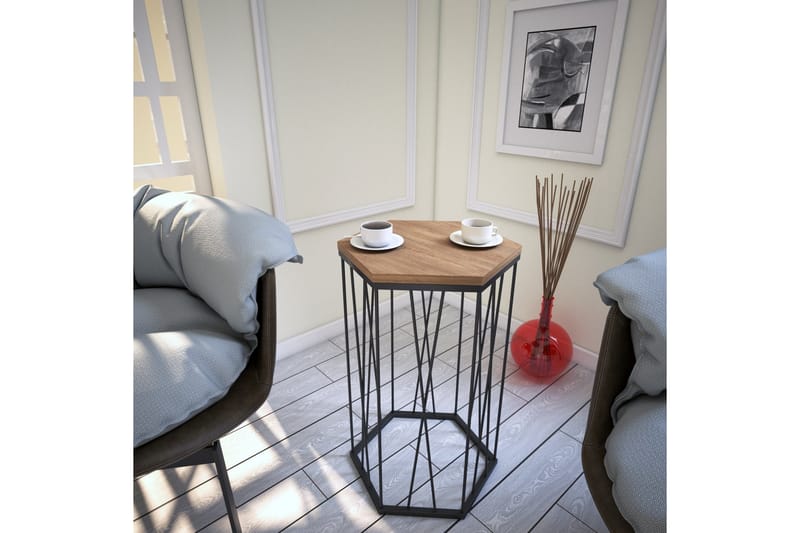 Sidebord Ubbeboda 40 cm Sekskant - Lysebrun/Svart - Møbler - Bord - Avlastningsbord & sidobord - Lampebord & sidebord