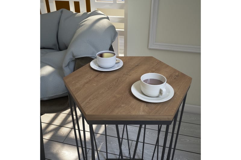 Sidebord Ubbeboda 40 cm Sekskant - Lysebrun/Svart - Møbler - Bord - Avlastningsbord & sidobord - Lampebord & sidebord