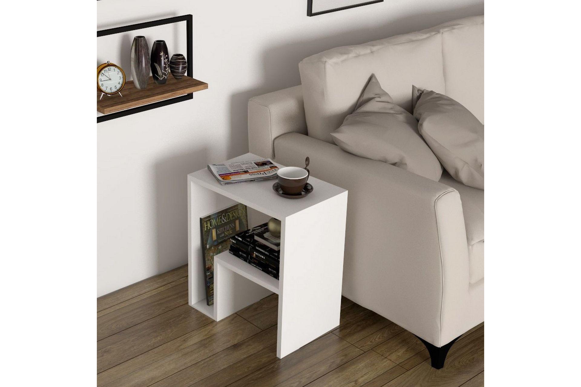 Sidebord Yepan 52 cm 2 Hyller - Hvit - Møbler - Bord - Avlastningsbord & sidobord - Lampebord & sidebord