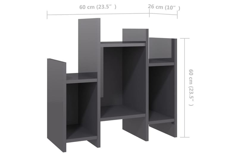 Sideskap høyglans grå 60x26x60 cm sponplate - Grå - Lampebord & sidebord - Brettbord og småbord