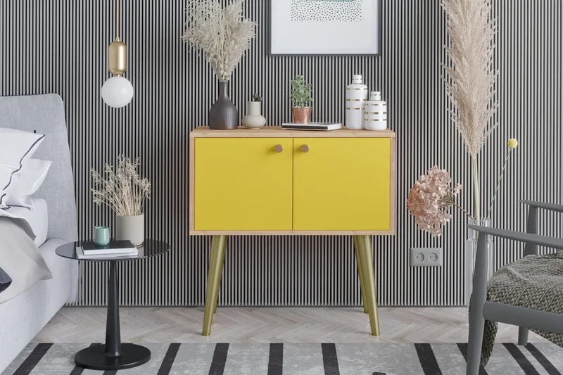 Sidobord Guld|Ek|Gul