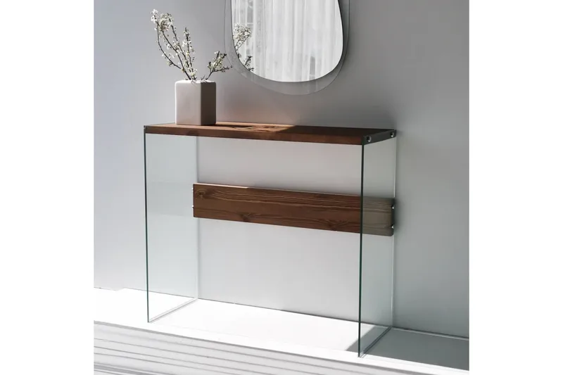Thorold Sidebord 91 cm - Mørkebrun / herdet glass - Møbler - Bord - Avlastningsbord & sidobord - Lampebord & sidebord