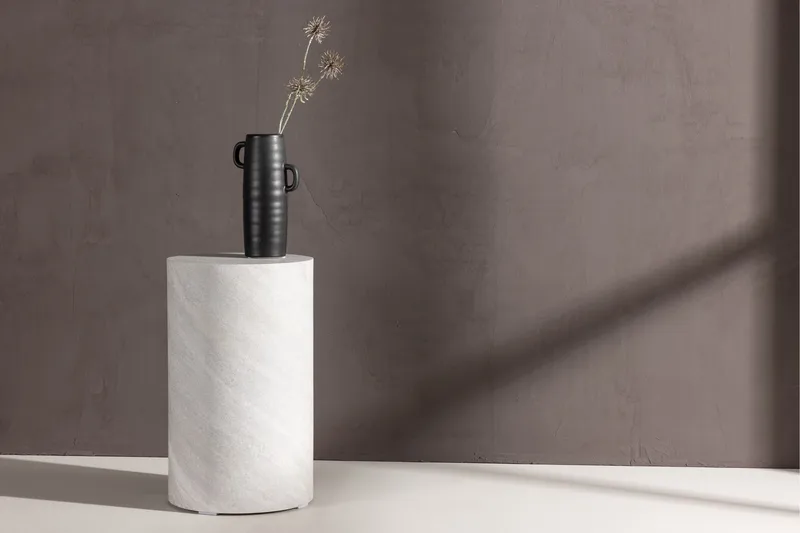 York Travertin Sidebord 50 cm - Grå - Møbler - Bord - Avlastningsbord & sidobord - Pidestall & blomsterpidestall