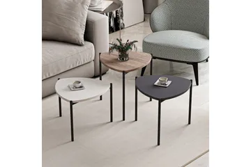 Lenny Settbord - Hvit/Antrasitt/Valnøtt - Møbler - Bord - Avlastningsbord & sidobord - Settbord