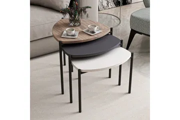 Lenny Settbord - Hvit/Antrasitt/Valnøtt - Møbler - Bord - Avlastningsbord & sidobord - Settbord