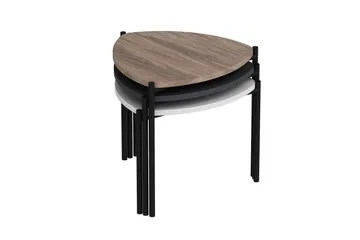 Lenny Settbord - Hvit/Antrasitt/Valnøtt - Møbler - Bord - Avlastningsbord & sidobord - Settbord