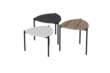 Lenny Settbord - Hvit/Antrasitt/Valnøtt - Møbler - Bord - Avlastningsbord & sidobord - Settbord