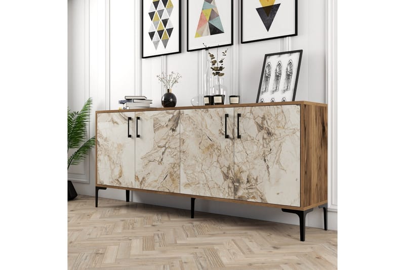 Levents Avlastningsbord 180 cm - Valnøtt/Beige/Svart - Møbler - Bord - Avlastningsbord & sidobord - Konsollbord & gangbord