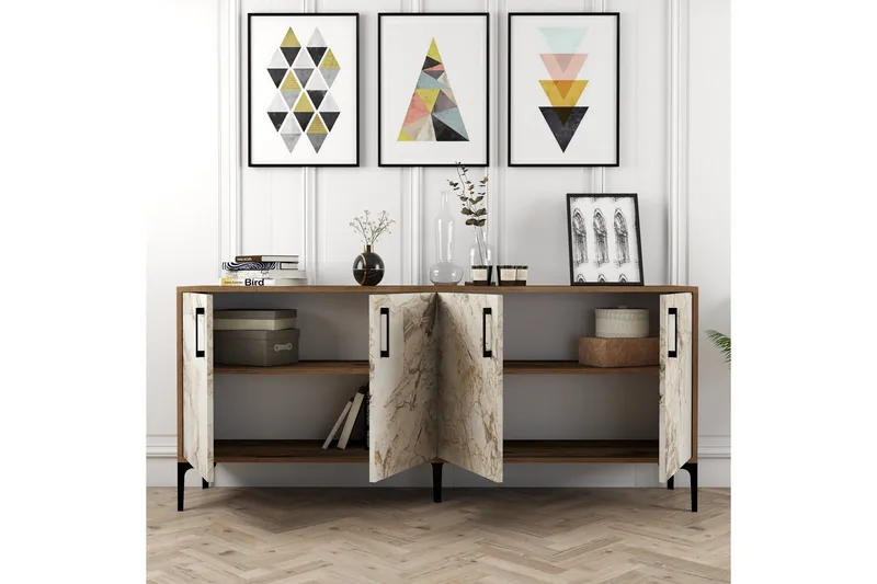 Levents Avlastningsbord 180 cm - Valnøtt/Beige/Svart - Møbler - Bord - Avlastningsbord & sidobord - Konsollbord & gangbord