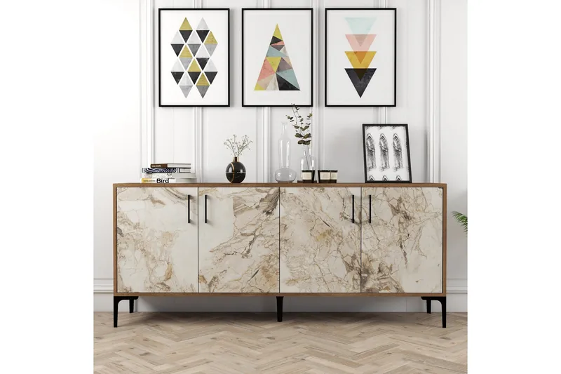 Levents Avlastningsbord 180 cm - Valnøtt/Beige/Svart - Møbler - Bord - Avlastningsbord & sidobord - Konsollbord & gangbord