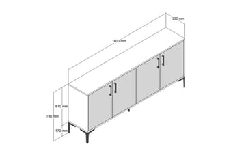 Levents Avlastningsbord 180 cm - Valnøtt/Hvit/Svart - Møbler - Bord - Avlastningsbord & sidobord - Konsollbord & gangbord