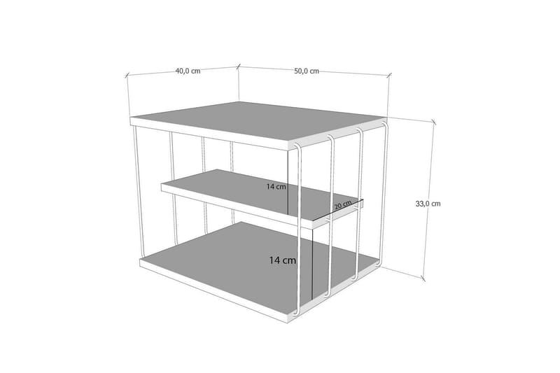 Lifon Sidebord 50 cm - Gull/Marmor - Møbler - Bord - Avlastningsbord & sidobord - Brettbord og småbord