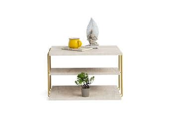 Lifon Sidebord 50 cm - Gull/Marmor - Møbler - Bord - Avlastningsbord & sidobord - Brettbord og småbord