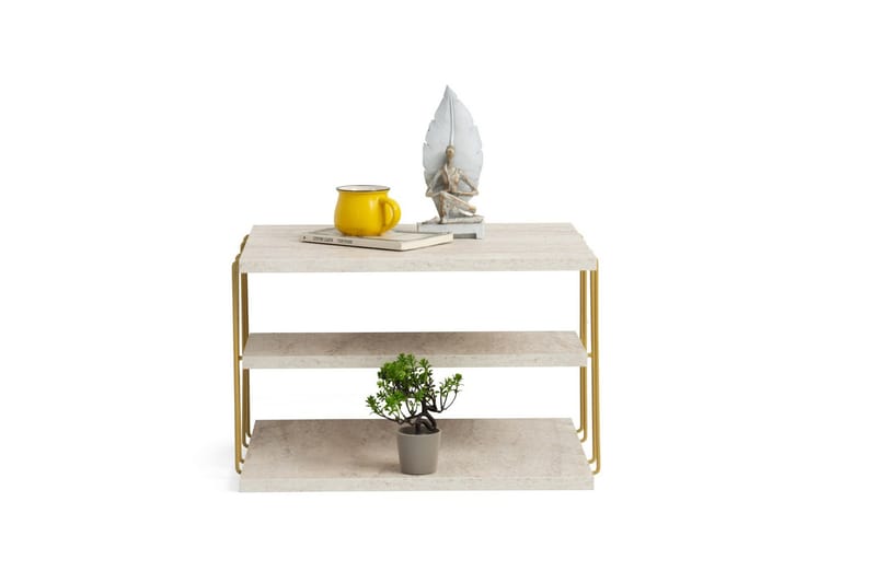 Lifon Sidebord 50 cm - Gull/Marmor - Møbler - Bord - Avlastningsbord & sidobord - Brettbord og småbord