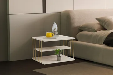 Lifon Sidebord 50 cm - Gull/Marmor - Møbler - Bord - Avlastningsbord & sidobord - Lampebord & sidebord