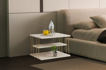Lifon Sidebord 50 cm - Gull/Marmor - Møbler - Bord - Avlastningsbord & sidobord - Brettbord og småbord