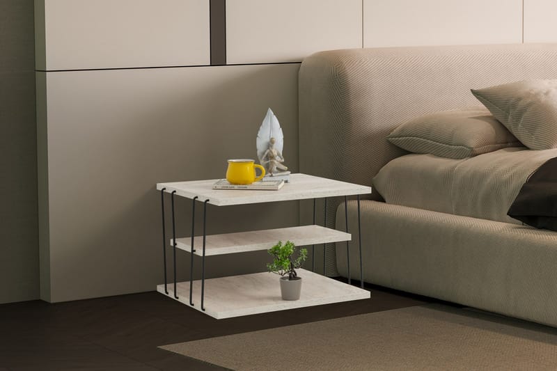 Lifon Sidebord 50 cm - Svart/Marmor - Møbler - Bord - Avlastningsbord & sidobord - Lampebord & sidebord
