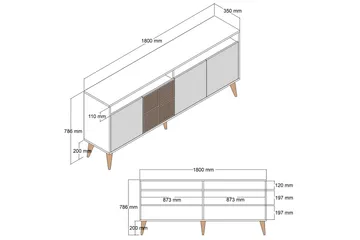 Lissione Konsollbord 180 cm - Valnøtt/Beige - Møbler - Bord - Avlastningsbord & sidobord - Konsollbord & gangbord