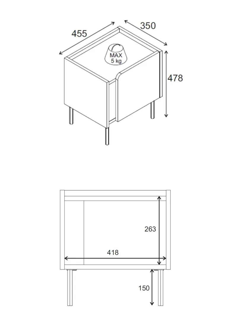 Lomar Nattbord 45,5x47,8x35 cm - Naturlig eik sandstein - Møbler - Bord - Avlastningsbord & sidobord - Sengebord & nattbord