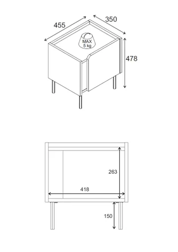 Lomar Nattbord 45,5x47,8x35 cm - Naturlig eik/Antrasitt/Svart - Møbler - Bord - Avlastningsbord & sidobord - Sengebord & nattbord
