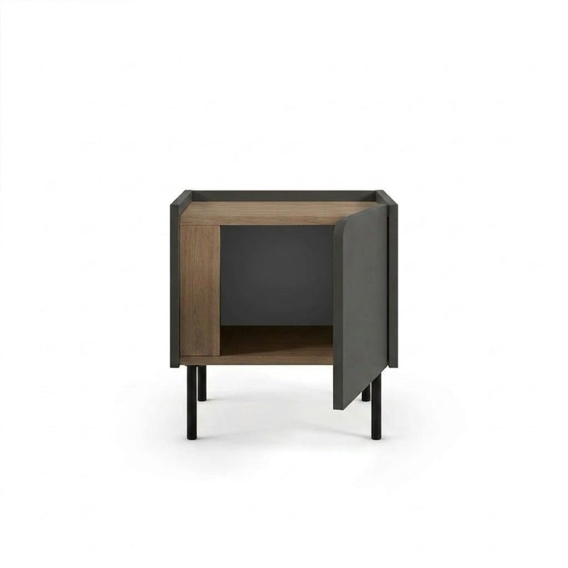 Lomar Nattbord 45,5x47,8x35 cm - Naturlig eik/Antrasitt/Svart - Møbler - Bord - Avlastningsbord & sidobord - Sengebord & nattbord