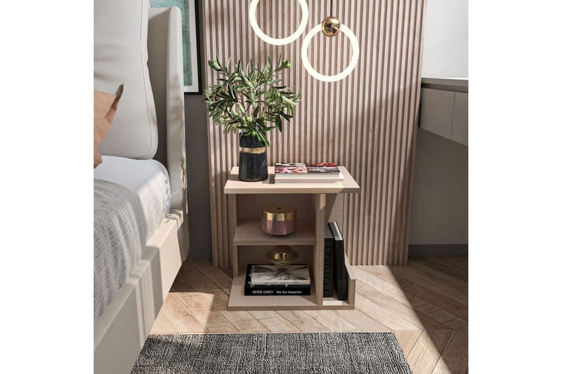 Lorik Nattbord 45 cm - Beige - Møbler - Bord - Avlastningsbord & sidobord - Sengebord & nattbord